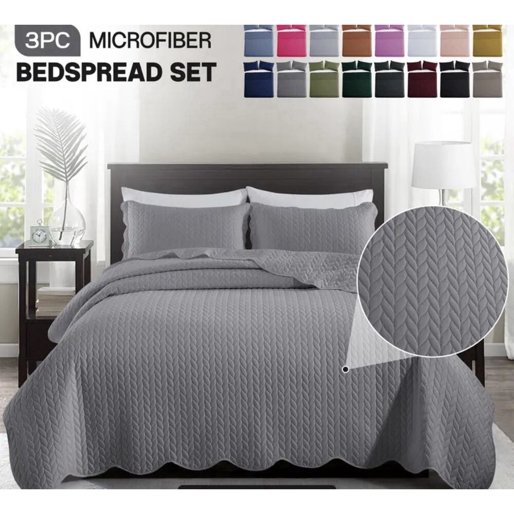 Bedspread Comforter Set Microfiber, Lightweight, Leaf Pattern In Queen/full